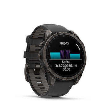 Garmin fenix 8 Smartwatch - 47mm AMOLED Sapphire Carbon Gray DLC Titanium BLK/Pebble Gray Silicone