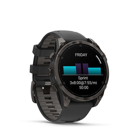 Garmin fenix 8 Smartwatch - 47mm AMOLED Sapphire Carbon Gray DLC Titanium BLK/Pebble Gray Silicone