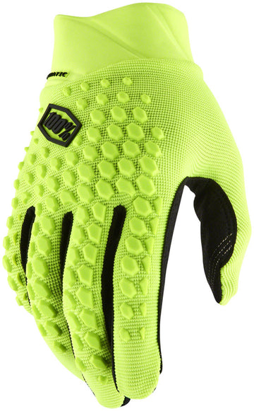 100% Geomatic Gloves - Flourescent Yellow Full Finger Men's Medium