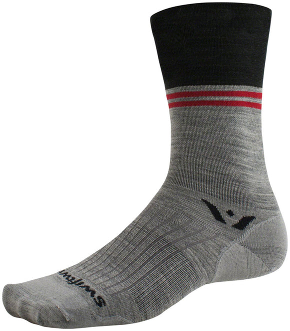 Swiftwick Pursuit Seven Ultralight Socks - 7" Block Stripe Charcoal Small