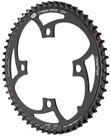 Gates Carbon Drive CDX CenterTrack Front Belt Drive Ring - 55t 4-Bolt 104mm BCD BLK