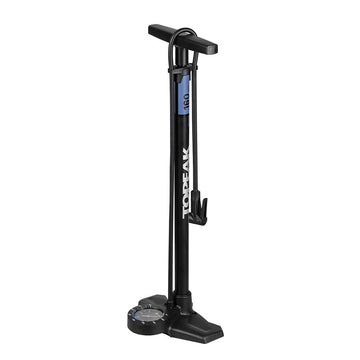 Topeak Joeblow Roadie Ex Floor Pump - Steel Barrel / Plastic Base 3.5" Base Mount Gauge 160 Psi /11 Bar Smarthead BLK/Blue