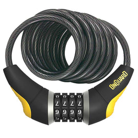 OnGuard Doberman Combo Cable Lock: 6' x 12mm Gray/Black/Yellow