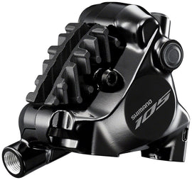 Shimano 105 BR-R7170 Road Hydraulic Disc Brake Caliper - Rear Front Front use requires adapter-Sold separately Flat Mount Resin Pad