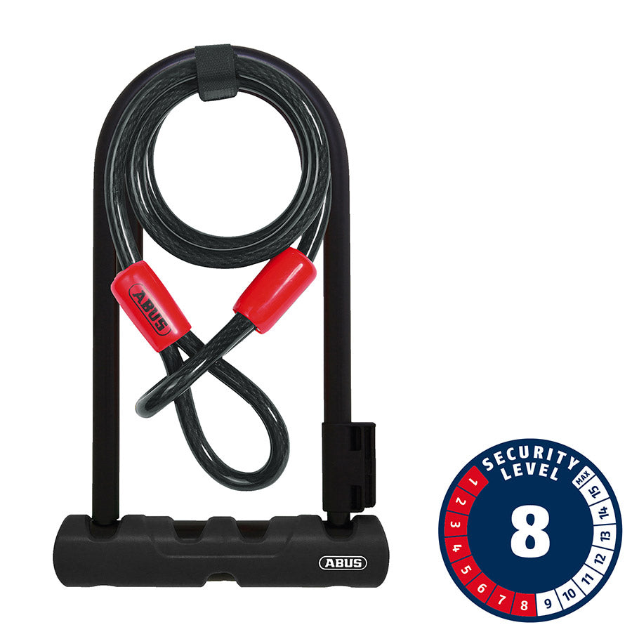 Abus Ultra 410 + Cobra Loop U-Lock Key 12mm 17.0cm x 23.0cm 6.7" x 9" SH34 Black; Cable 10mm 120cm 4