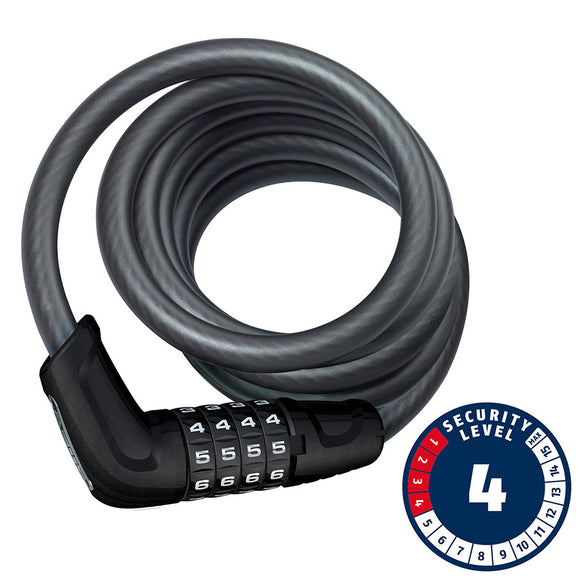 ABUS Tresor 6512 Combination Coiled Cable Lock 180cm x 12mm With Mount BLK
