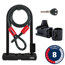 Abus Ultra 410K + Cobra U-Lock Key 12mm 170x230mm 6.7''x9'' Black