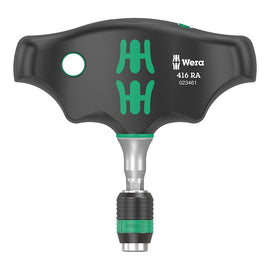 Wera 416 RA T-Handle Screwdriver - Ratchet Function Rapidaptor Quick-Release Chuck