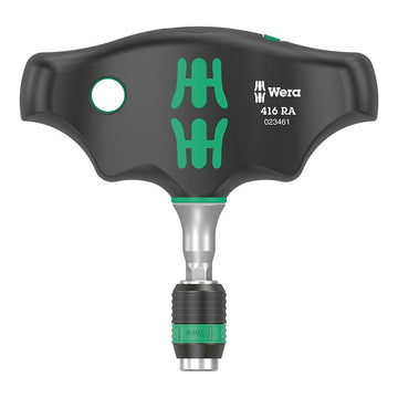 Wera 416 RA T-Handle Screwdriver - Ratchet Function Rapidaptor Quick-Release Chuck
