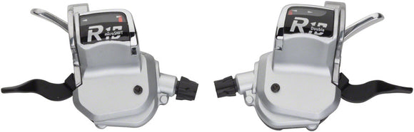 microSHIFT R10 Trigger Shifter Set - 10-Speed Road Double Optical Gear Indicator Shimano Compatible Silver