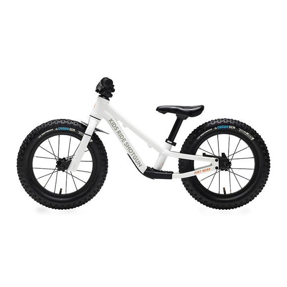 Kids Ride Shotgun Dirt Hero 14'' Push Bike 14'' Without Brake White