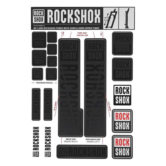 RockShox Fork Decal Kit - 30/32mm/RS1 Stealth Black