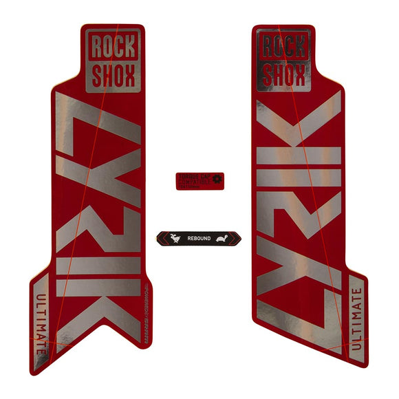 Rockshox Fork Decal Kit - Lyrik Ultimate 27.5"/29" Gloss Polar Foil/Red
