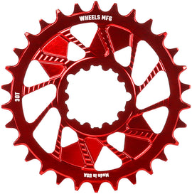 Wheels Manufacturing Direct Mount Chainring - 30t SRAM 3-Bolt Direct Mount 3mm Offset Compatible Hyperglide+ Chain Red