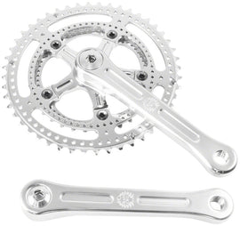 Velo Orange Grand Cru Drillium Cranks - 165mm 8/9/10 Speed 48/34t Square Taper JIS Spindle Interface Polished Aluminum