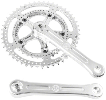 Velo Orange Grand Cru Drillium Cranks - 165mm 8/9/10 Speed 48/34t Square Taper JIS Spindle Interface Polished Aluminum