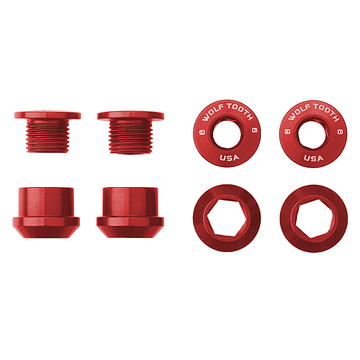 Buy red Wolf Tooth Set of 4 Chainring Bolts+Nuts for 1X