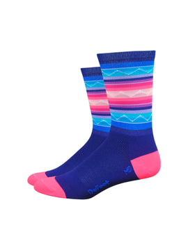 DeFeet Aireator 6" Santa Fe Socks 12 Navy/Pink