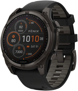 Garmin fenix 8 Smartwatch - 47mm Solar Sapphire Carbon Gray DLC Titanium BLK/Pebble Gray Silicone