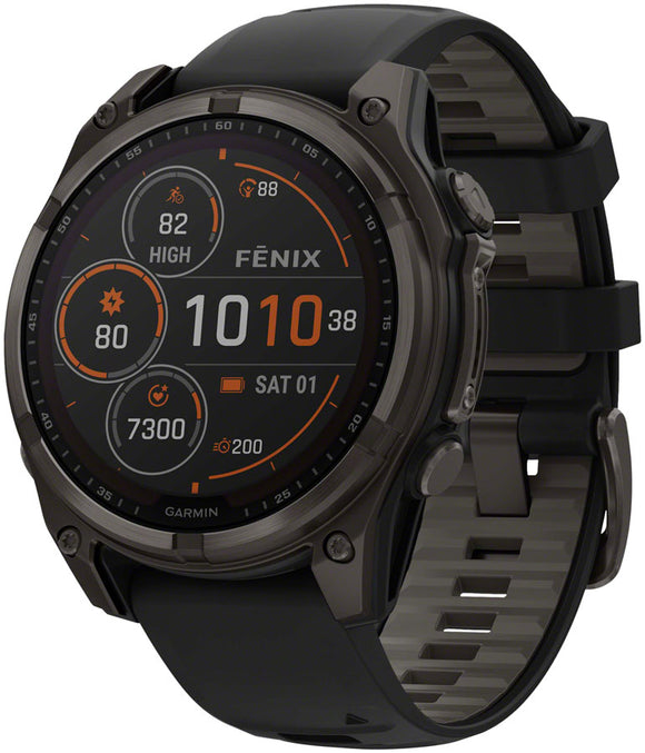 Garmin fenix 8 Smartwatch - 47mm Solar Sapphire Carbon Gray DLC Titanium BLK/Pebble Gray Silicone