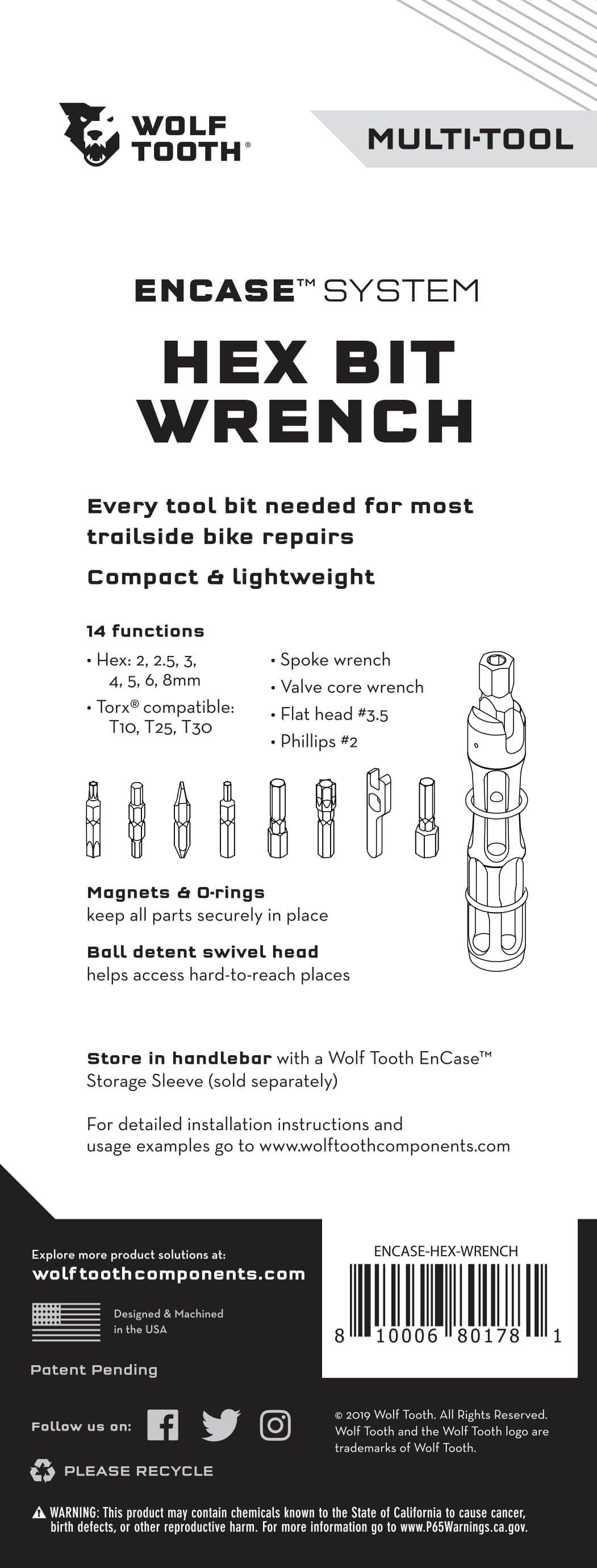 Wolf Tooth EnCase System Hex Bit Wrench Multi-Tool