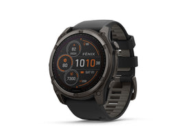 Garmin fenix 8 Smartwatch - 51mm Solar Sapphire Carbon Gray DLC Titanium BLK/Pebble Gray Silicone