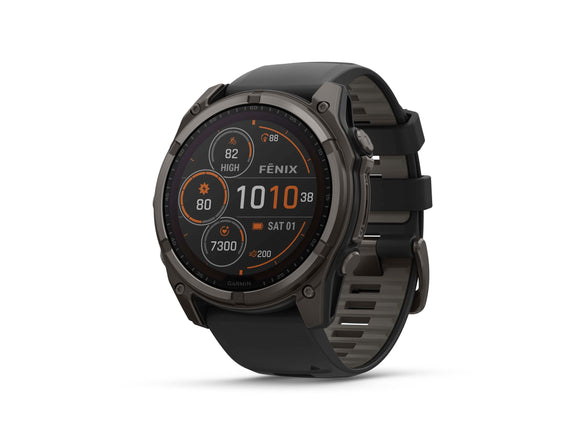 Garmin fenix 8 Smartwatch - 51mm Solar Sapphire Carbon Gray DLC Titanium BLK/Pebble Gray Silicone