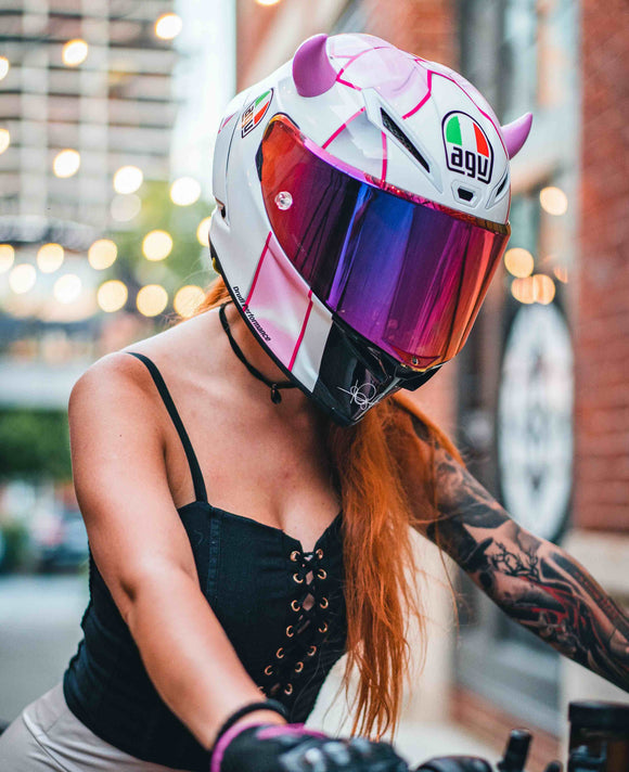 Helmet Flair MagNeatOhz: Small Pink Devil Horns for Helmet
