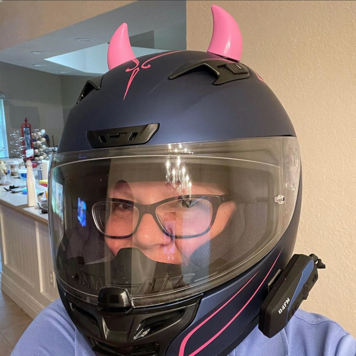Helmet Flair MagNeatOhz: Small Pink Devil Horns for Helmet