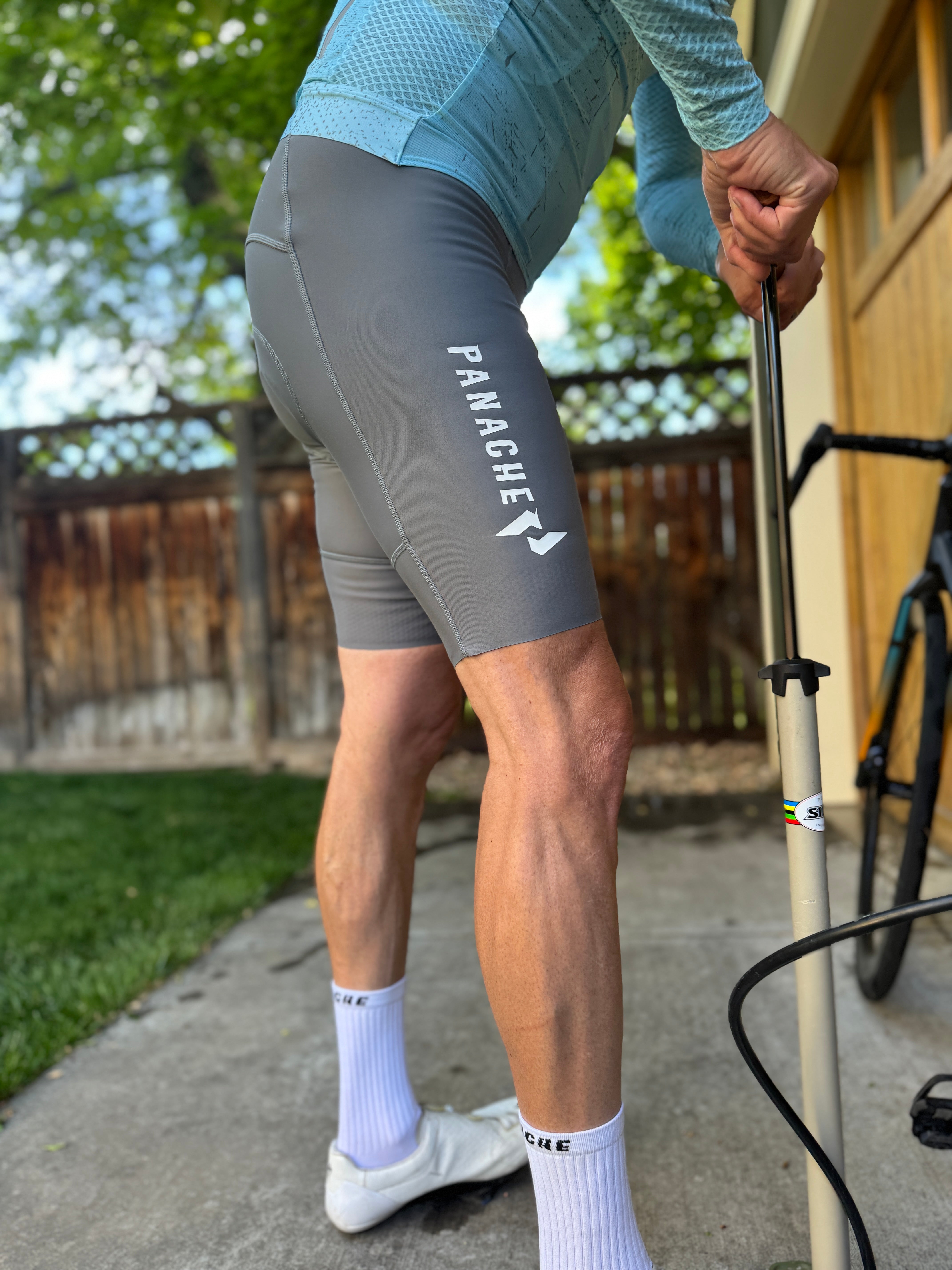 Panache Men's WT 2ND SKIN Bib Short - Grey w/Panache Logo