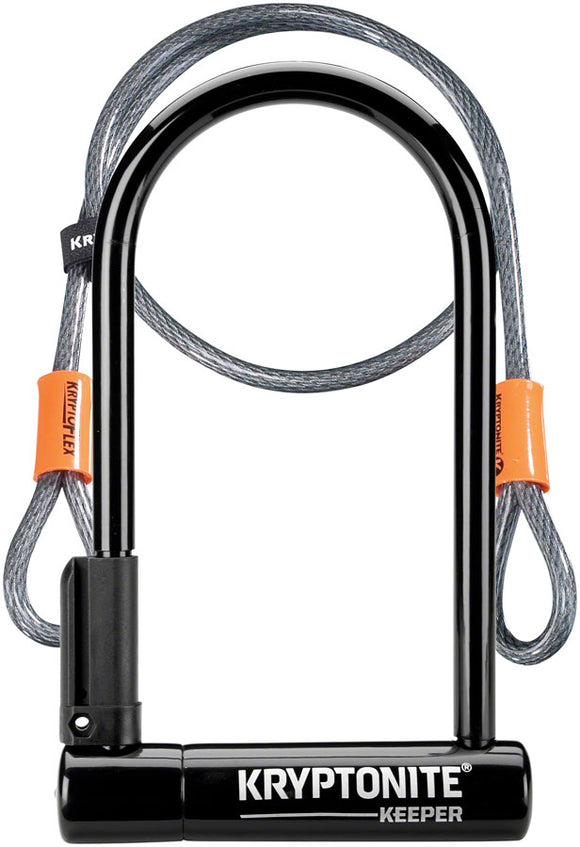 Kryptonite Keeper U-Lock - 4 x 8" Keyed Black Includes 4' cable and bracket