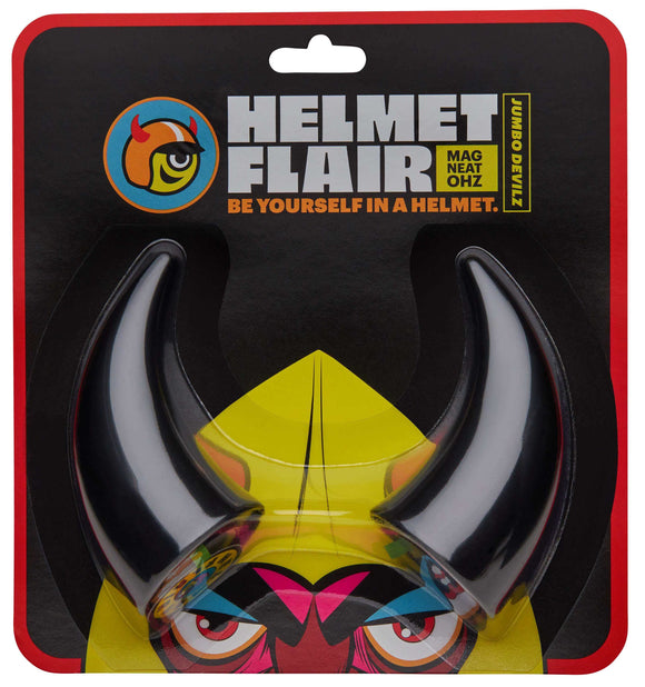 Helmet Flair MagNeatOhz: Large Black Devil Horns for Helmet