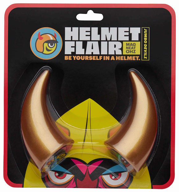 Helmet Flair MagNeatOhz: Large Gold Devil Horns for Helmet