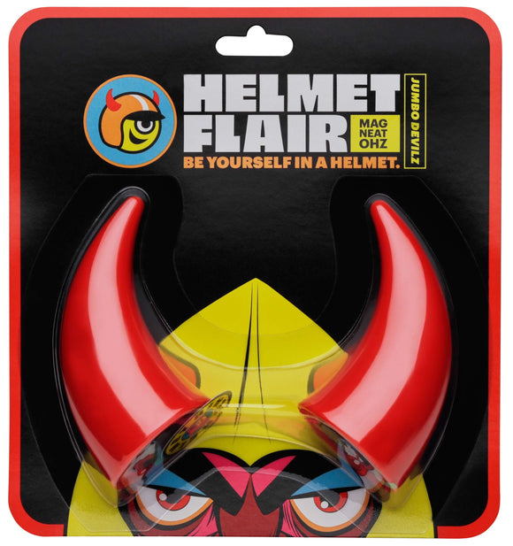Helmet Flair MagNeatOhz: Large Red Devil Horns for Helmet