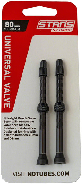 Stans NoTubes Alloy Valve Stems - 80mm Pair Black