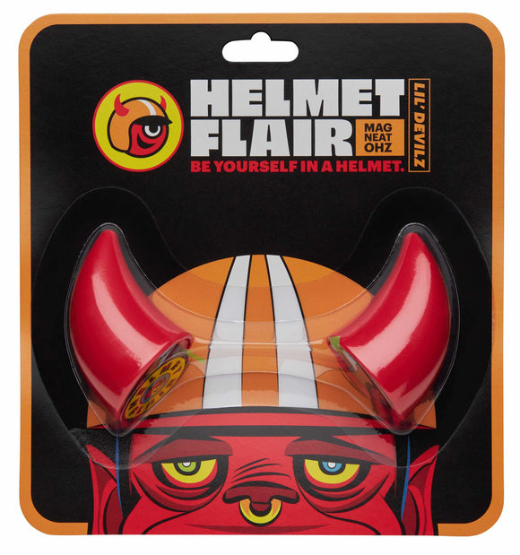Helmet Flair MagNeatOhz: Small Red Devil Horns for Helmet