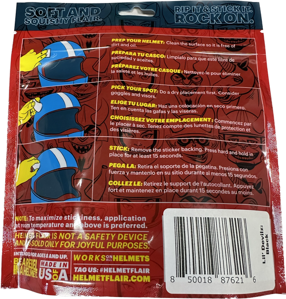 Helmet Flair Softeez: Black Devil Horns for Helmet