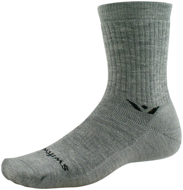 Swiftwick Pursuit Hike Light Cushion Wool Socks - 6" Light Weight Heather Medium