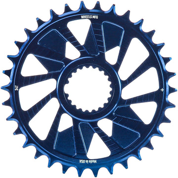 Wheels Manufacturing Direct Mount Chainring - 34t Shimano Direct Mount 1.5mm Outboard Offset HG+ Chain Compatible Blue