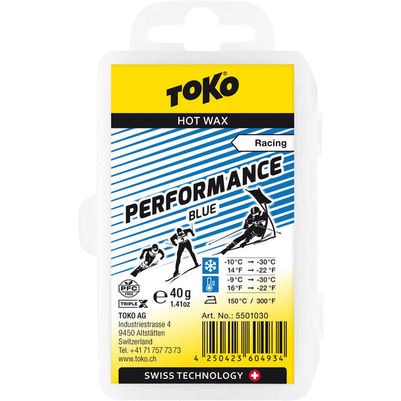 Toko Base Paraffin Ski Wax Performance Blue 40g