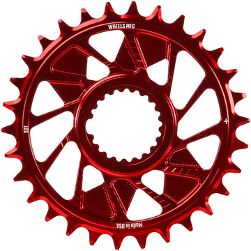 Wheels Manufacturing Direct Mount Chainring - 30t Shimano Direct Mount 1.5mm Outboard Offset HG+ Chain Compatible Red