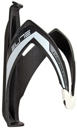Elite Custom Race Water Bottle Cage -  Matte Black/White/Silver