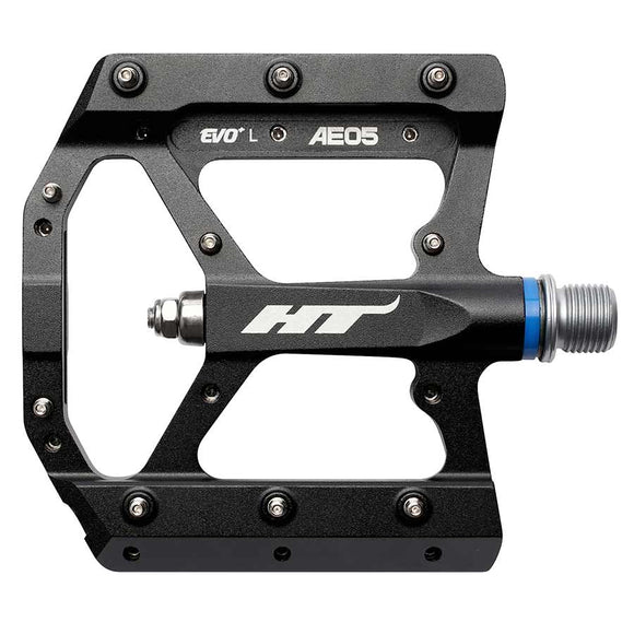 HT Components AE05 EVO+ Platform Pedals Body: Aluminum Spindle: Cr-Mo 9/16'' Black Pair