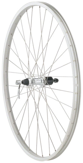 Quality Wheels Value Single Wall Series Rear Wheel - 700 QR x 135mm Rim Brake HG 10 Silver Clincher 36H