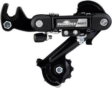 SunRace M2T Rear Derailleur - 6/7-Speed Long Cage Dropout Claw Hanger Black