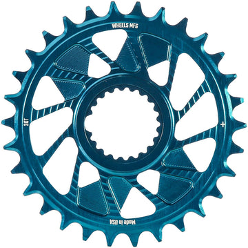 Wheels Manufacturing Direct Mount Chainring - 30t Shimano Direct Mount 1.5mm Inboard Offset HG+ Chain Compatible Teal
