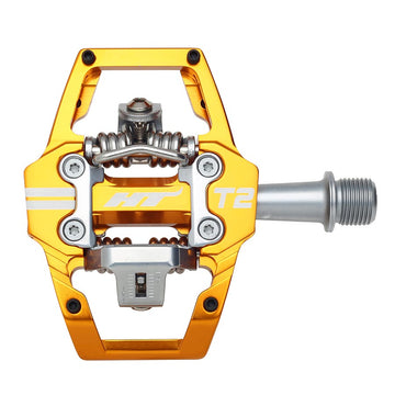 HT Components T2 Pedals - Dual Sided Clipless Platform Aluminum 9/16" Orange