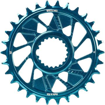 Wheels Manufacturing Direct Mount Chainring - 30t Shimano Direct Mount 1.5mm Outboard Offset HG+ Chain Compatible Teal