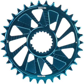 Wheels Manufacturing Direct Mount Chainring - 34t Shimano Direct Mount 1.5mm Outboard Offset HG+ Chain Compatible Teal