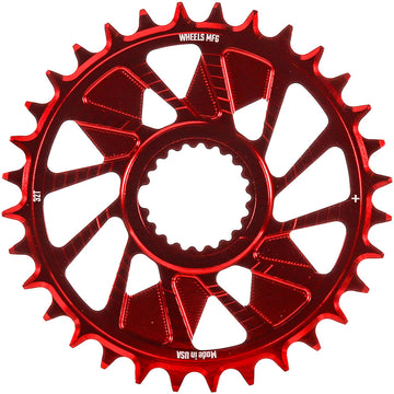Wheels Manufacturing Direct Mount Chainring - 32t Shimano Direct Mount 1.5mm Outboard Offset HG+ Chain Compatible Red